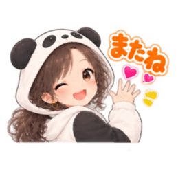 パンダ女子のもふもふ日常〜被り物の女の子 Slack・Teams・Discord カスタム絵文字 16