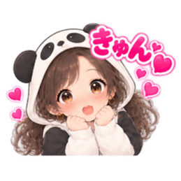 パンダ女子のもふもふ日常〜被り物の女の子 Slack・Teams・Discord カスタム絵文字 18