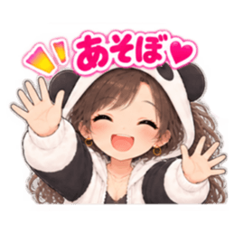 パンダ女子のもふもふ日常〜被り物の女の子 Slack・Teams・Discord カスタム絵文字 23