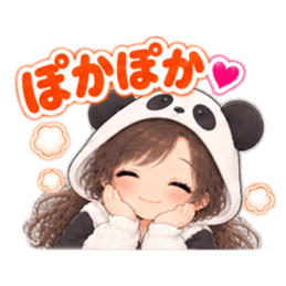 パンダ女子のもふもふ日常〜被り物の女の子 Slack・Teams・Discord カスタム絵文字 30