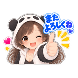 パンダ女子のもふもふ日常〜被り物の女の子 Slack・Teams・Discord カスタム絵文字 31
