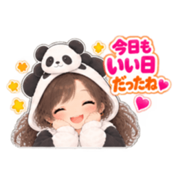 パンダ女子のもふもふ日常〜被り物の女の子 Slack・Teams・Discord カスタム絵文字 32
