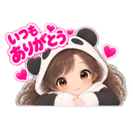 パンダ女子のもふもふ日常〜被り物の女の子 Slack・Teams・Discord カスタム絵文字 33