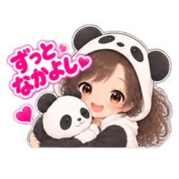 パンダ女子のもふもふ日常〜被り物の女の子 Slack・Teams・Discord カスタム絵文字 34
