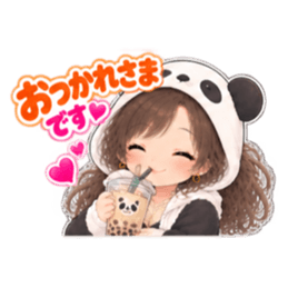 パンダ女子のもふもふ日常〜被り物の女の子 Slack・Teams・Discord カスタム絵文字 35