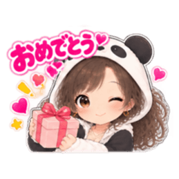 パンダ女子のもふもふ日常〜被り物の女の子 Slack・Teams・Discord カスタム絵文字 39