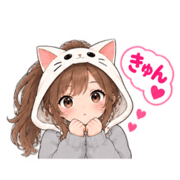 被り物 ねこ女子のきまぐれ日常 40種類 Slack・Teams・Discord カスタム絵文字 1