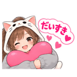 被り物 ねこ女子のきまぐれ日常 40種類 Slack・Teams・Discord カスタム絵文字 2