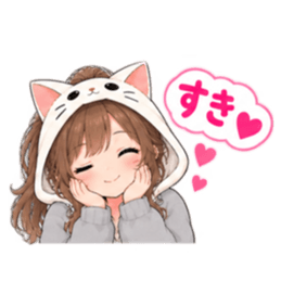 被り物 ねこ女子のきまぐれ日常 40種類 Slack・Teams・Discord カスタム絵文字 3