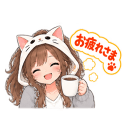 被り物 ねこ女子のきまぐれ日常 40種類 Slack・Teams・Discord カスタム絵文字 4