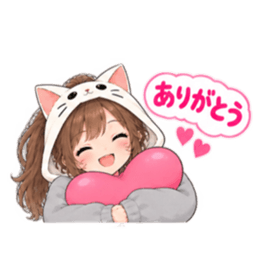 被り物 ねこ女子のきまぐれ日常 40種類 Slack・Teams・Discord カスタム絵文字 5