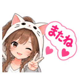 被り物 ねこ女子のきまぐれ日常 40種類 Slack・Teams・Discord カスタム絵文字 6