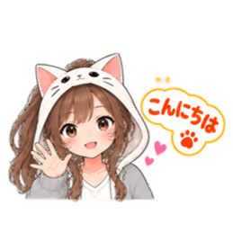 被り物 ねこ女子のきまぐれ日常 40種類 Slack・Teams・Discord カスタム絵文字 7