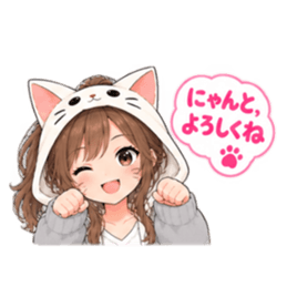 被り物 ねこ女子のきまぐれ日常 40種類 Slack・Teams・Discord カスタム絵文字 8
