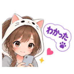 被り物 ねこ女子のきまぐれ日常 40種類 Slack・Teams・Discord カスタム絵文字 9