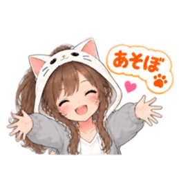 被り物 ねこ女子のきまぐれ日常 40種類 Slack・Teams・Discord カスタム絵文字 10