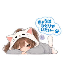 被り物 ねこ女子のきまぐれ日常 40種類 Slack・Teams・Discord カスタム絵文字 11