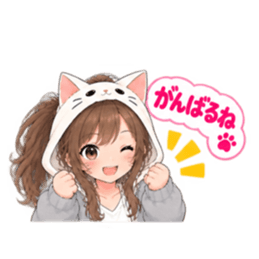 被り物 ねこ女子のきまぐれ日常 40種類 Slack・Teams・Discord カスタム絵文字 12