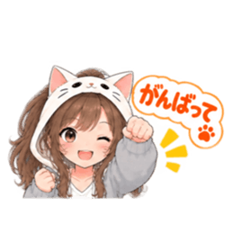 被り物 ねこ女子のきまぐれ日常 40種類 Slack・Teams・Discord カスタム絵文字 13