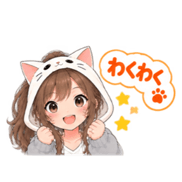 被り物 ねこ女子のきまぐれ日常 40種類 Slack・Teams・Discord カスタム絵文字 14