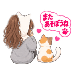 被り物 ねこ女子のきまぐれ日常 40種類 Slack・Teams・Discord カスタム絵文字 15