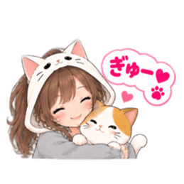 被り物 ねこ女子のきまぐれ日常 40種類 Slack・Teams・Discord カスタム絵文字 16