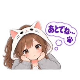 被り物 ねこ女子のきまぐれ日常 40種類 Slack・Teams・Discord カスタム絵文字 17