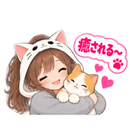 被り物 ねこ女子のきまぐれ日常 40種類 Slack・Teams・Discord カスタム絵文字 18