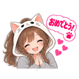被り物 ねこ女子のきまぐれ日常 40種類 Slack・Teams・Discord カスタム絵文字 20