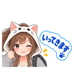 被り物 ねこ女子のきまぐれ日常 40種類 Slack・Teams・Discord カスタム絵文字 21