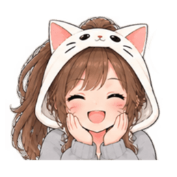 被り物 ねこ女子のきまぐれ日常 40種類 Slack・Teams・Discord カスタム絵文字 22