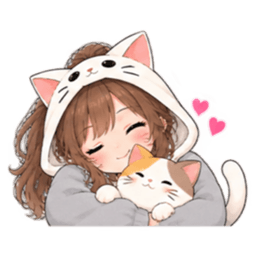 被り物 ねこ女子のきまぐれ日常 40種類 Slack・Teams・Discord カスタム絵文字 23