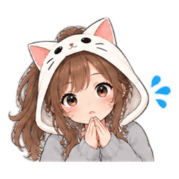 被り物 ねこ女子のきまぐれ日常 40種類 Slack・Teams・Discord カスタム絵文字 24