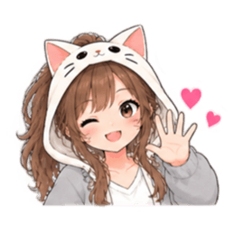 被り物 ねこ女子のきまぐれ日常 40種類 Slack・Teams・Discord カスタム絵文字 25