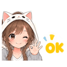 被り物 ねこ女子のきまぐれ日常 40種類 Slack・Teams・Discord カスタム絵文字 26