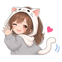 被り物 ねこ女子のきまぐれ日常 40種類 Slack・Teams・Discord カスタム絵文字 27