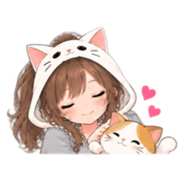 被り物 ねこ女子のきまぐれ日常 40種類 Slack・Teams・Discord カスタム絵文字 28