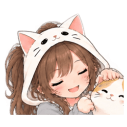 被り物 ねこ女子のきまぐれ日常 40種類 Slack・Teams・Discord カスタム絵文字 29