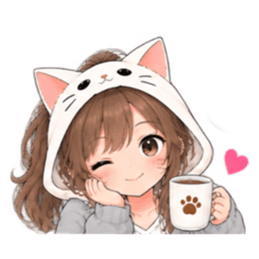 被り物 ねこ女子のきまぐれ日常 40種類 Slack・Teams・Discord カスタム絵文字 30