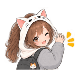 被り物 ねこ女子のきまぐれ日常 40種類 Slack・Teams・Discord カスタム絵文字 32