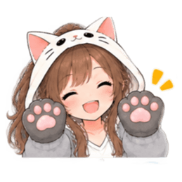 被り物 ねこ女子のきまぐれ日常 40種類 Slack・Teams・Discord カスタム絵文字 34