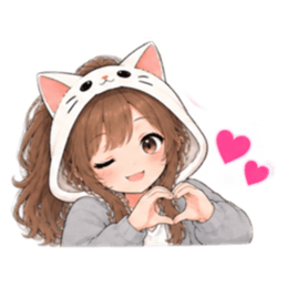 被り物 ねこ女子のきまぐれ日常 40種類 Slack・Teams・Discord カスタム絵文字 35