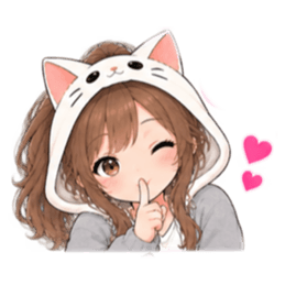 被り物 ねこ女子のきまぐれ日常 40種類 Slack・Teams・Discord カスタム絵文字 37