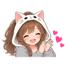 被り物 ねこ女子のきまぐれ日常 40種類 Slack・Teams・Discord カスタム絵文字 39