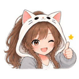 被り物 ねこ女子のきまぐれ日常 40種類 Slack・Teams・Discord カスタム絵文字 40