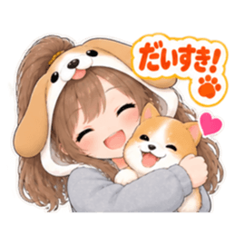 もふもふ！いぬ女子のすなおな日常 40種類 Slack・Teams・Discord カスタム絵文字 1