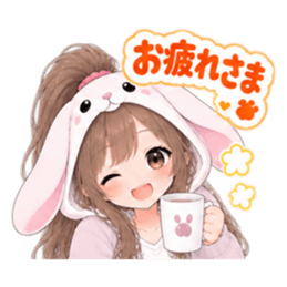 もふもふ！うさぎ女子 どきどき日常 40種類 Slack・Teams・Discord カスタム絵文字 2