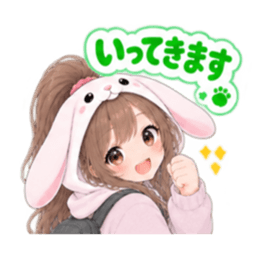 もふもふ！うさぎ女子 どきどき日常 40種類 Slack・Teams・Discord カスタム絵文字 4