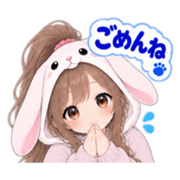 もふもふ！うさぎ女子 どきどき日常 40種類 Slack・Teams・Discord カスタム絵文字 5