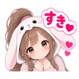 もふもふ！うさぎ女子 どきどき日常 40種類 Slack・Teams・Discord カスタム絵文字 6